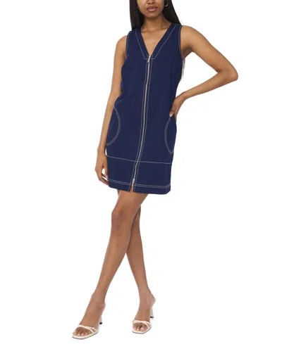 Msk Petite V-neck Shift Dress In Blue