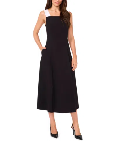 Msk Petites Crepe Colorblocked Sleeveless Midi Dress