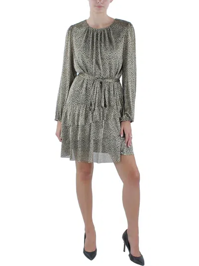 Msk Petites Womens Above Knee Metallic Mini Dress In Multi