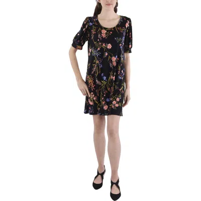 Msk Petites Womens Animal Print Mini Mini Dress In Black