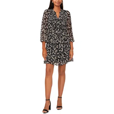 Msk Petites Womens Chiffon Floral Shirtdress In Multi