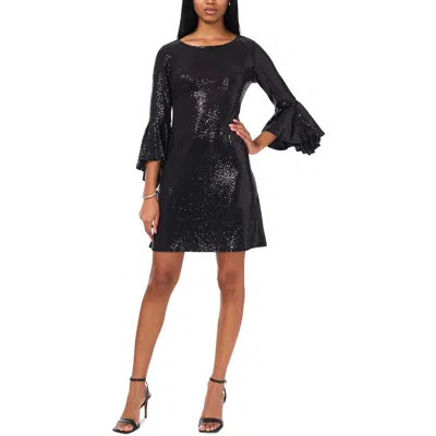 Msk Petites Womens Metallic Nylon Cocktail And Party Dress In Black
