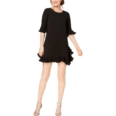 Msk Petites Womens Pleated Ruffled Party Dress In Black