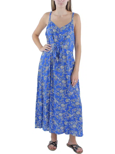 Msk Petites Womens Tea Length V Neck Sundress In Multi