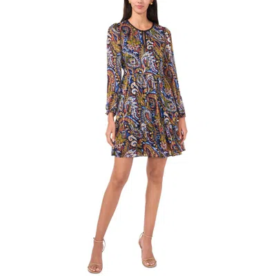 Msk Petites Womens Tiered Polyester Babydoll Dress In Multi