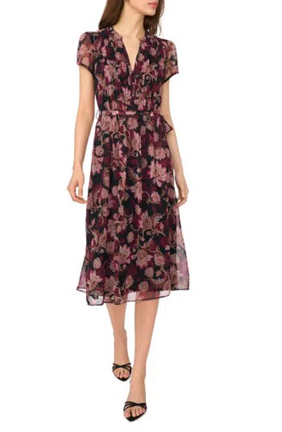 Msk Pintuck Midi Dress In Multi