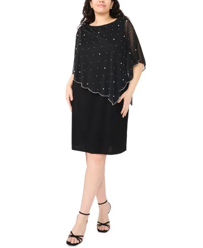 Msk Plus Size Asymmetrical Cape Overlay Dress In Multi