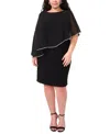 Msk Plus Size Capelet Shift Dress In Black
