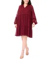 Msk Plus Size Clip Chiffon Babydoll Short Dress In Burgundy