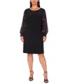 Msk Plus Size Long Sleeves Shift Dress In Black