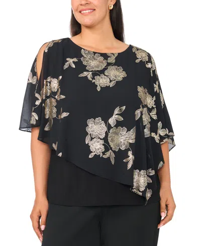Msk Plus Size Combo Overlay Crewneck Top In Black