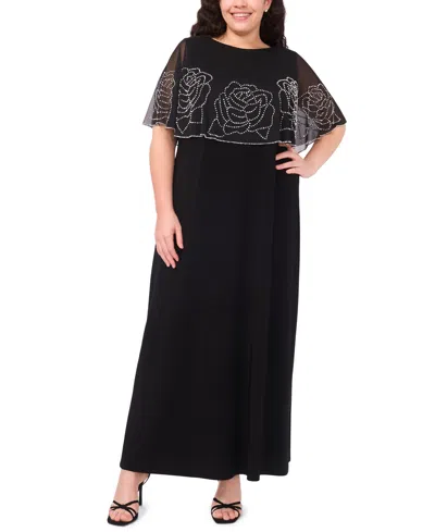 Msk Plus Size Crewneck Faraj Maxi Dress In Black