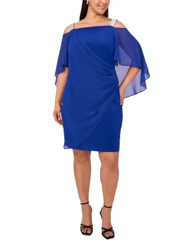 Msk Plus Size Embellished Cold-shoulder Draped Shift Dress In Goddess Blue