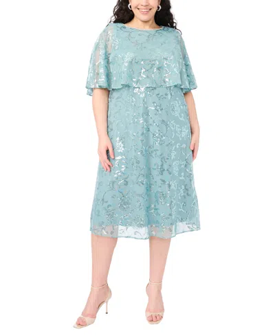 Msk Plus Size Embellished Crewneck Midi Dress In Blue