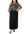 Msk Plus Size Embroidered-overlay Gown In Black