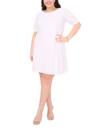 Msk Plus Size Eyelet A-line Dress In True White