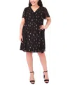 Msk Plus Size Flutter Sleeve Fit And Flare Short Dress In Black