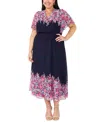 Msk Plus Size Flutter-sleeve V-neck Maxi Dress In Jbs Navy 4