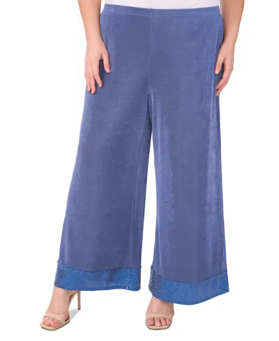 Msk Plus Size Jersey-knit Wide-leg Pants In Dusty Blue