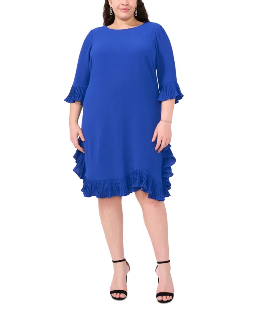 msk pleated dress $109 MSK Petite Pleated Dolman-Sleeve Midi Birch Dress PXL
