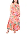 Msk Plus Size Printed Challis Sleeveless Maxi Dress