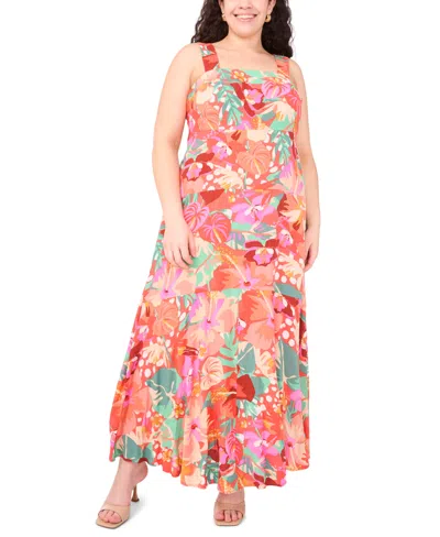 Msk Plus Size Printed Challis Sleeveless Maxi Dress