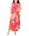 Msk Plus Size Printed Jersey Sleeveless Maxi Dress