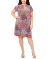 Msk Plus Size Printed O-ring Shift Dress In Sunlight Multi