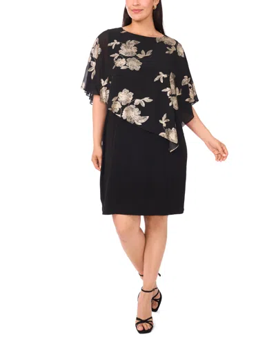 MSK PLUS SIZE ROUND NECK OVERLAY DRESS