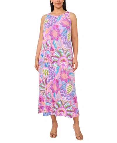 Msk Plus Size Round Neck Sleeveless Maxi Dress In Purple