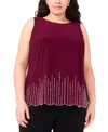 Msk Plus Size Round-neck Sleeveless Top In Red
