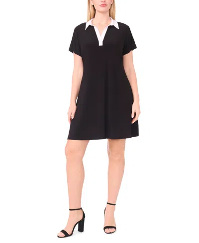 Msk Plus Size Shirt Collared Shift Dress In Black