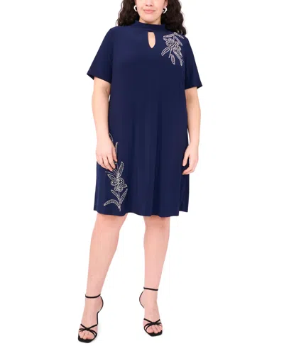Msk Plus Size Short-sleeve Keyhole Sheath Dress