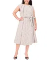 Msk Plus Size Short-sleeve Tweed Knit Midi Dress In Multi