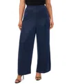 Msk Plus Size Side Slit Cropped Pull-on Pants In Blue