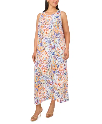 Msk Plus Size Sleeveless Round Neck Maxi Dress In Multi