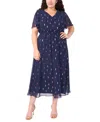 Msk Plus Size Smocked Waist Clip Maxi Dress In Blue