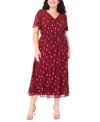 Msk Plus Size Smocked Waist Clip Maxi Dress In Burgundy