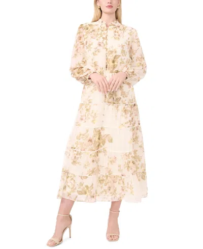 Msk Plus Size Split Crewneck Tiered Dress In Brown