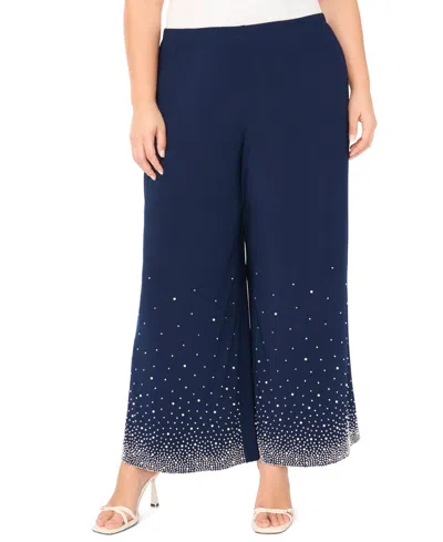 Msk Plus Size Stretch Waist Jersey Pants In Blue