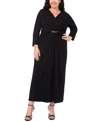 Msk Plus Size Surplice Belted Maxi Dress In Black
