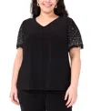 Msk Plus Size V-neck Combo Short-sleeve Evening Top