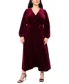Msk Plus Size Velvet Fit & Flare Maxi Dress In Wine