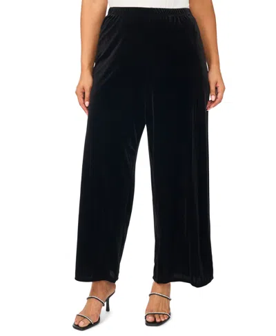 Msk Plus Size Velvet Palazzo Pull-on Pants In Rich Black 060