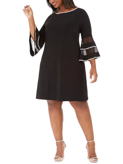 Msk Plus Womens Embellished Trim Short Sheath Dress In Black