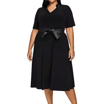 Msk Plus Womens Faux Leather Trim Polyester Shirtdress