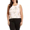 Msk Plus Womens Metallic Sheer Blouse In White