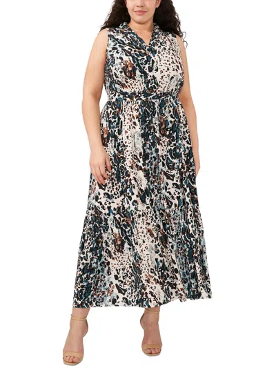 Msk Plus Womens Printed Rayon Maxi Dress In Multi