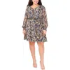 Msk Plus Womens Smocked Printed Fit & Flare Dress In Multi
