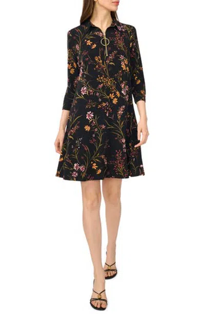 Msk Quarter Zip A-line Dress In Black